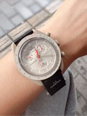 Swatch Silver and Black Chronograph Inspired Pendant